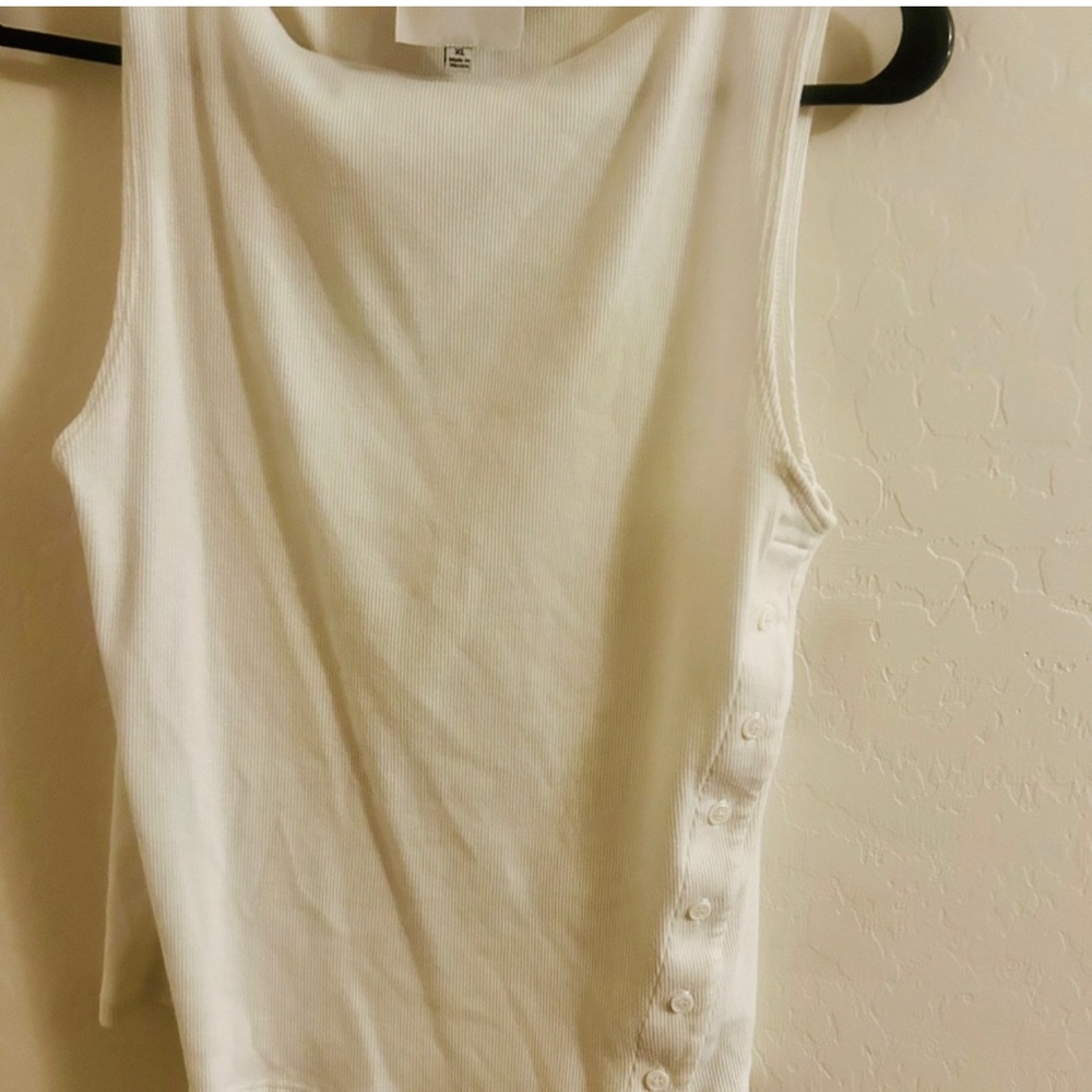 Reformation Ivory Tank Top with Button Detail